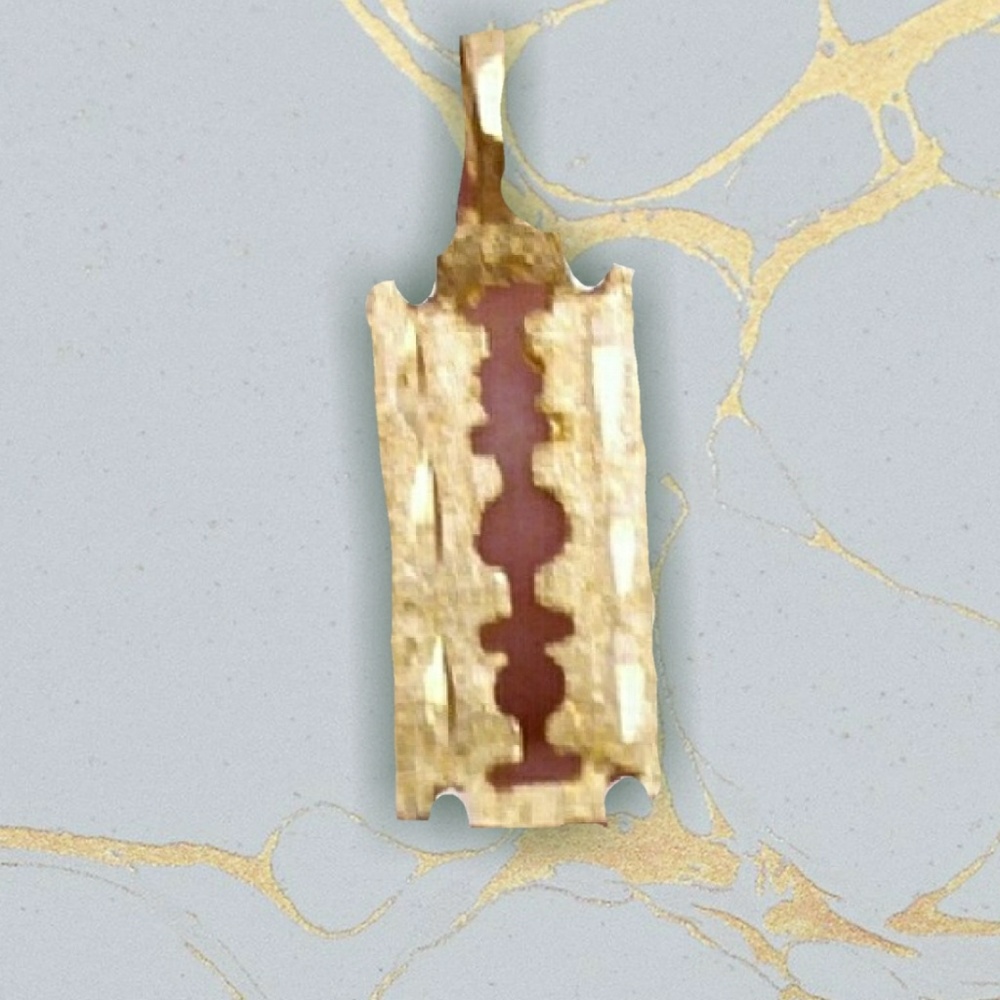 💙14k gold plt. Razor pendant Barber shop/edgy